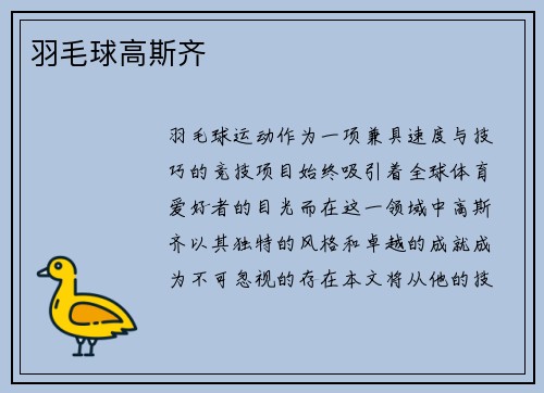 羽毛球高斯齐